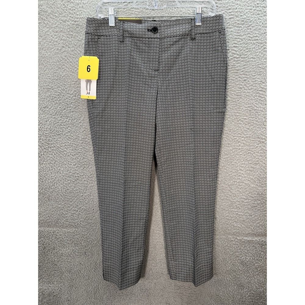 Hilary Radley Pants Womens 6 Black White Cropped Stretch Preppy Careerwear